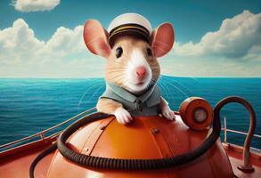 Porträt von ein Maus auf Ferien beim Meer. generieren ai. foto