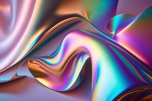 generativ ai Illustration von holographisch Flüssigkeit Hintergrund. holographisch irisierend Hintergrund. Perlglanz Gradient und vereiteln bewirken zum Design Drucke. Regenbogen Metall foto