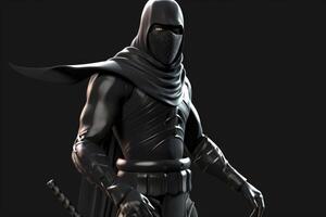 abstrakt schwarz Ninja Charakter auf dunkel Hintergrund generativ ai foto