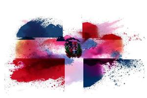 dominikanisch Republik Aquarell gemalt Flagge foto