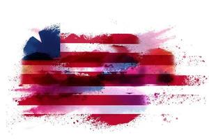 Liberia Aquarell gemalt Flagge foto