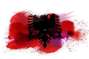 Albanien Aquarell gemalt Flagge foto