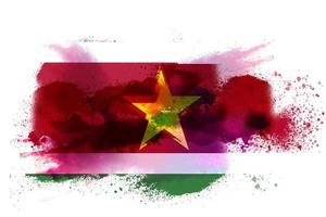 suriname Aquarell gemalt Flagge foto