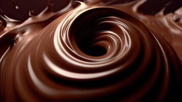 Schokolade Hintergrund. geschmolzen Schokolade. Schokolade Strudel. geschmolzen Schokolade Strudel Hintergrund. generativ ai. foto