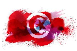 Tunesien Aquarell gemalt Flagge foto