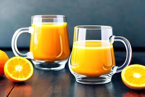 Orange Saft im Glas Becher, generativ ai foto