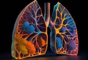 Mensch Lunge Modell- Erkrankung, Lunge Krebs und Lunge Krankheit. generieren ai. foto