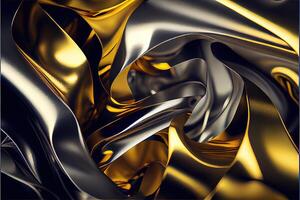 generativ ai Illustration von vereiteln golden und Silber, zerknittert Metall Textur foto