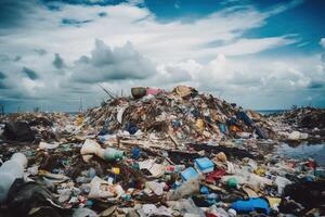 extrem Plastik Verschmutzung. ai generiert foto