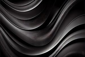 generativ ai Illustration von schwarz wellig abstrakt Schicht wie Panorama Hintergrund, dazugewinnen und Metall foto