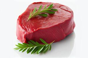 generativ ai Illustration von frisch roh Rindfleisch Steak isoliert auf Weiß Hintergrund foto