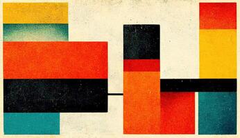 generativ ai, abstrakt Bauhaus Stil Hintergrund mit körnig Papier Textur. modisch zeitgenössisch minimal 20er Jahre geometrisch Design. Digital Kunst. foto