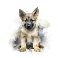 süß flauschige Aquarell von ein Deutsche Shepard Hündchen auf Hintergrund, generieren ai foto