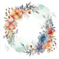 Aquarell, süß und perfekt Rose Blume und blüht, Hochzeit dekorativ perfekt Rechteck Rahmen Grenze, Weiß Hintergrund, erzeugen ai foto