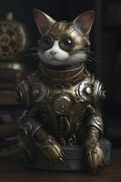 Steampunk Katze, 3d machen, Oktan machen, generieren ai foto