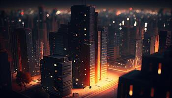 modern Stadt beim Nacht generiert ai foto