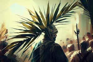 Palmsonntag auf das Gelegenheit von Jesus' Eintrag in jerusalem generiert ai foto