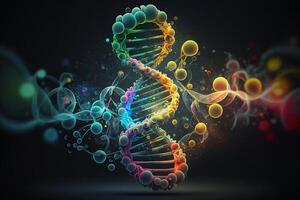 DNA Wendel Molekül im Blau und Gelb Farben. das Gen von das ukrainisch Nation. generativ ai foto
