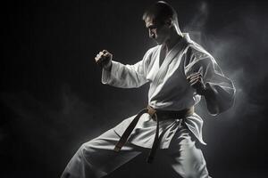 Karate Kämpfer im Kimono. ai generiert foto