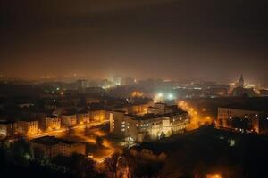 Nacht Stadt Panorama. ai generiert foto