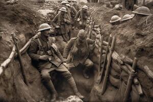 Soldaten von das zuerst Welt Krieg. ai generiert foto