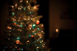 Weihnachten Baum im das Zimmer. ai generiert foto