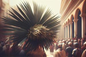 Palmsonntag auf das Gelegenheit von Jesus' Eintrag in jerusalem generiert ai foto