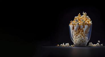 fliegend Popcorn Produkt Vitrine zum Essen Fotografie ai generiert foto