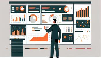 Analytiker Arbeiten auf Geschäft Analytik Instrumententafel generiert ai foto