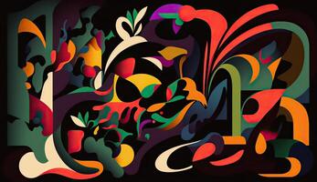 ai generiert. generativ ai. abstrakt Blume botanisch Kunst Muster Tapeten. inspiriert durch henri matisse können Sein benutzt zum Poster oder Dekoration. Grafik Illustration. foto