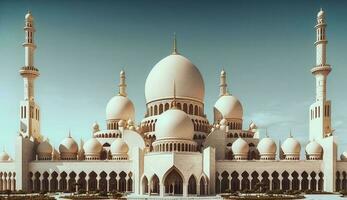 Illustration von tolle die Architektur Design von Muslim Moschee Ramadan karem, islamisch die Architektur Hintergrund Ramadan karem, islamisch Moschee, Ramdan, Ramzan, eid, Kultur, Arabisch, generieren ai foto