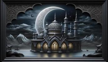 3d Illustration von tolle die Architektur Design von Muslim Moschee Ramadan Konzept, Illustration von tolle die Architektur Design von Muslim Moschee Ramadan Konzept, generieren ai foto