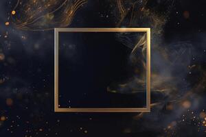 golden Rahmen auf schwarz abstrakt Hintergrund. ai generiert foto