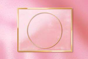 golden Rahmen auf Rosa abstrakt Hintergrund. ai generiert foto