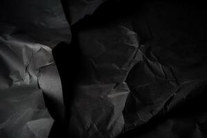 Design Raum schwarz und dunkel zerknittert Papier texturiert Hintergrund. ai generiert foto