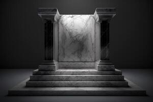 realistisch 3d Luxus Marmor Podium zum Produkt Anzeige. ai generiert foto
