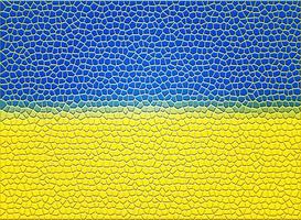 Mosaik mit gemalt ukrainisch Flagge Über leuchtenden Hintergrund foto