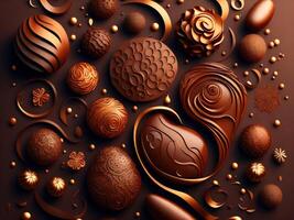 Schokolade Süßigkeiten 3d hintergrund.generativ ai foto