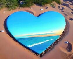 Herz gemacht aus von Felsen auf ein Strand durch ai generiert foto