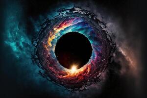 magisch Fantasie schwarz Loch Portal durch ai generiert foto