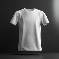 Weiß T-Shirt Attrappe, Lehrmodell, Simulation isoliert auf grau Hintergrund. 3d Rendern ai generiert Kunstwerk foto