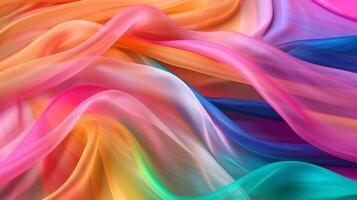 Regenbogen Farben Sanft Luxus Stoff Tuch, ai generiert Kunstwerk foto