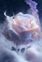 bunt Nebel Eis gemacht von Weiß Rosen von Digital Kunst. generativ ai. foto