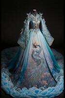 atemberaubend Chinesisch Hanfu Seide Hochzeit Kleid gestickt. generativ ai. foto