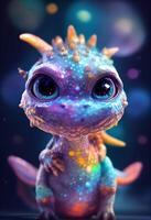 süß Galaxis Baby Drachen pixar Stil. generativ ai. foto