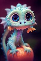 süß Baby Drachen Geist pixar styleil. generativ ai. foto
