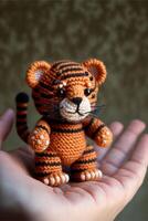 winzig süß Amigurumi Tiger. generativ ai. foto