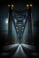 Illustration von Brücke. Nacht Sicht. generativ ai. foto