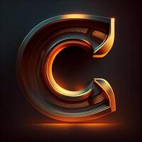 Brief C, Gold Farbe, Kryptowährung. das Logo auf ein dunkel Hintergrund. generativ ai foto