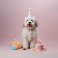 süß komisch Geburtstag Hund. Illustration ai generativ foto